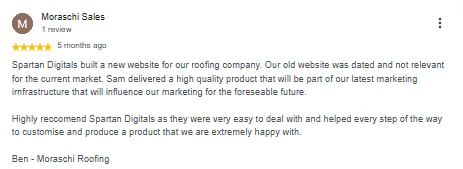 Google review of Spartan Digitals by Moraschi Sales
