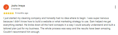 Google review of Spartan Digitals by Josho Imaya